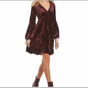 New crushed velvet merlot peasant dress ruffle